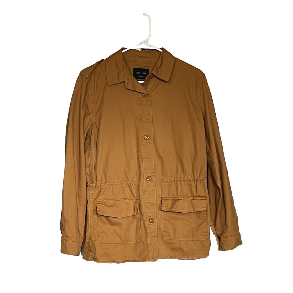 Love Tree Burnt Orange Embroidered Eagle Paradise Utility Jacket Size M - Picture 2 of 13